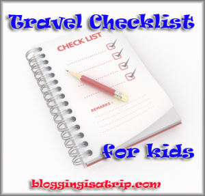 Travel Checklist for kids