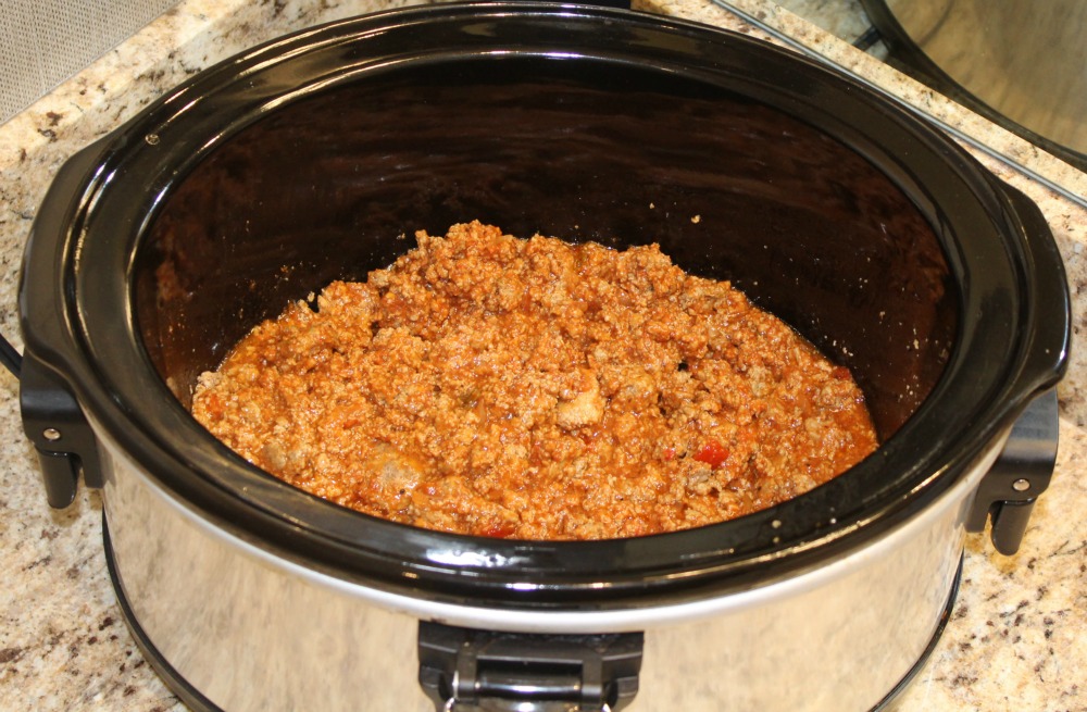 sloppy joes in the slow cooker for family vacations on a budget