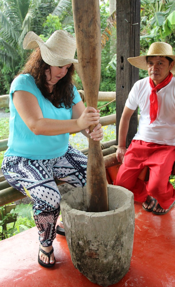 Pounding rice to remove the skin is a very manual process for most people living in the Philippines