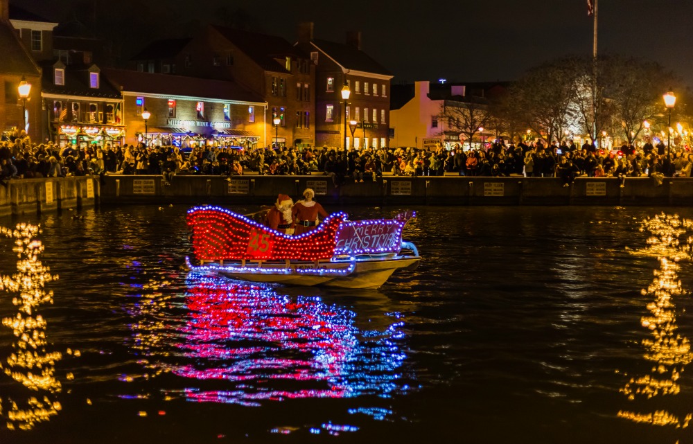 The light parade is just one of the many seasonal events in Annaplois Maryland