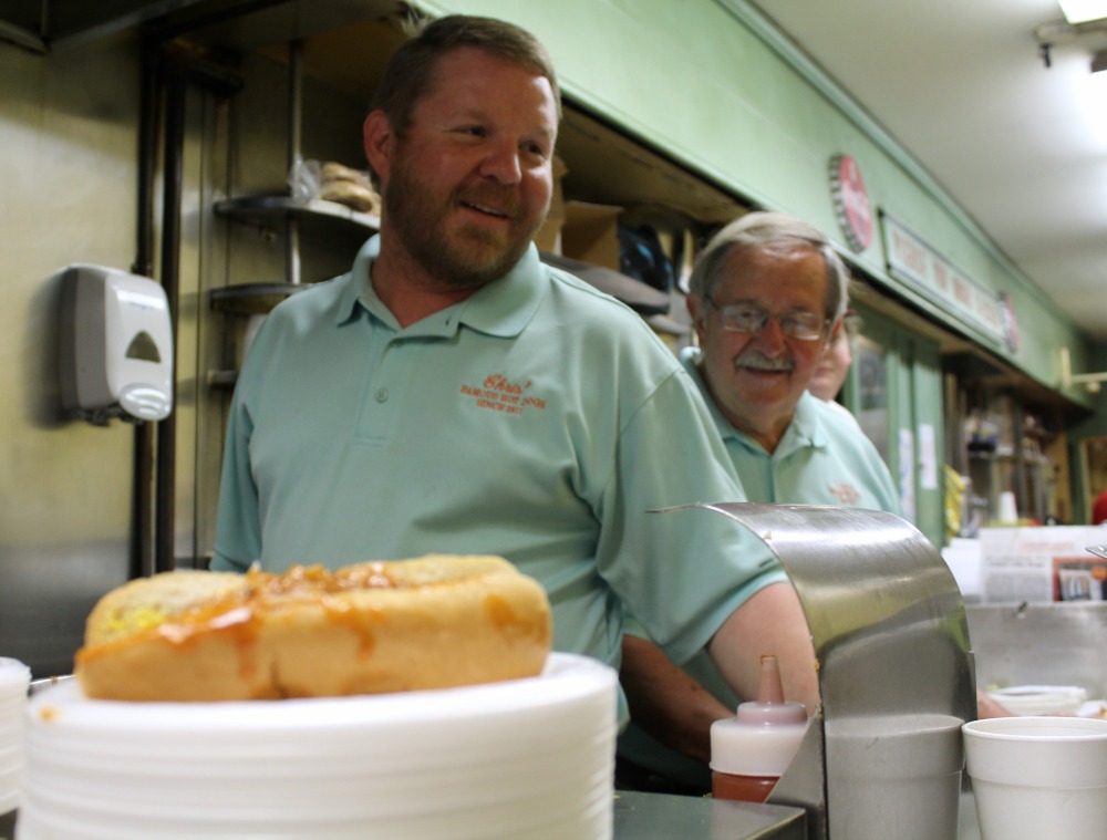 The father and son duo of Gus and Theo are second and third generation owners of Chris hotdogs